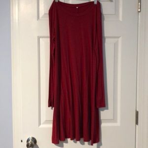 Long sleeve, red, cotton dress